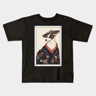 Dog japanese with kimono vintage Kids T-Shirt